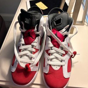 Air Jordan 6 Retro Carmine Size 5.5Y / Womens Sz 7 White Black Red 384665-106